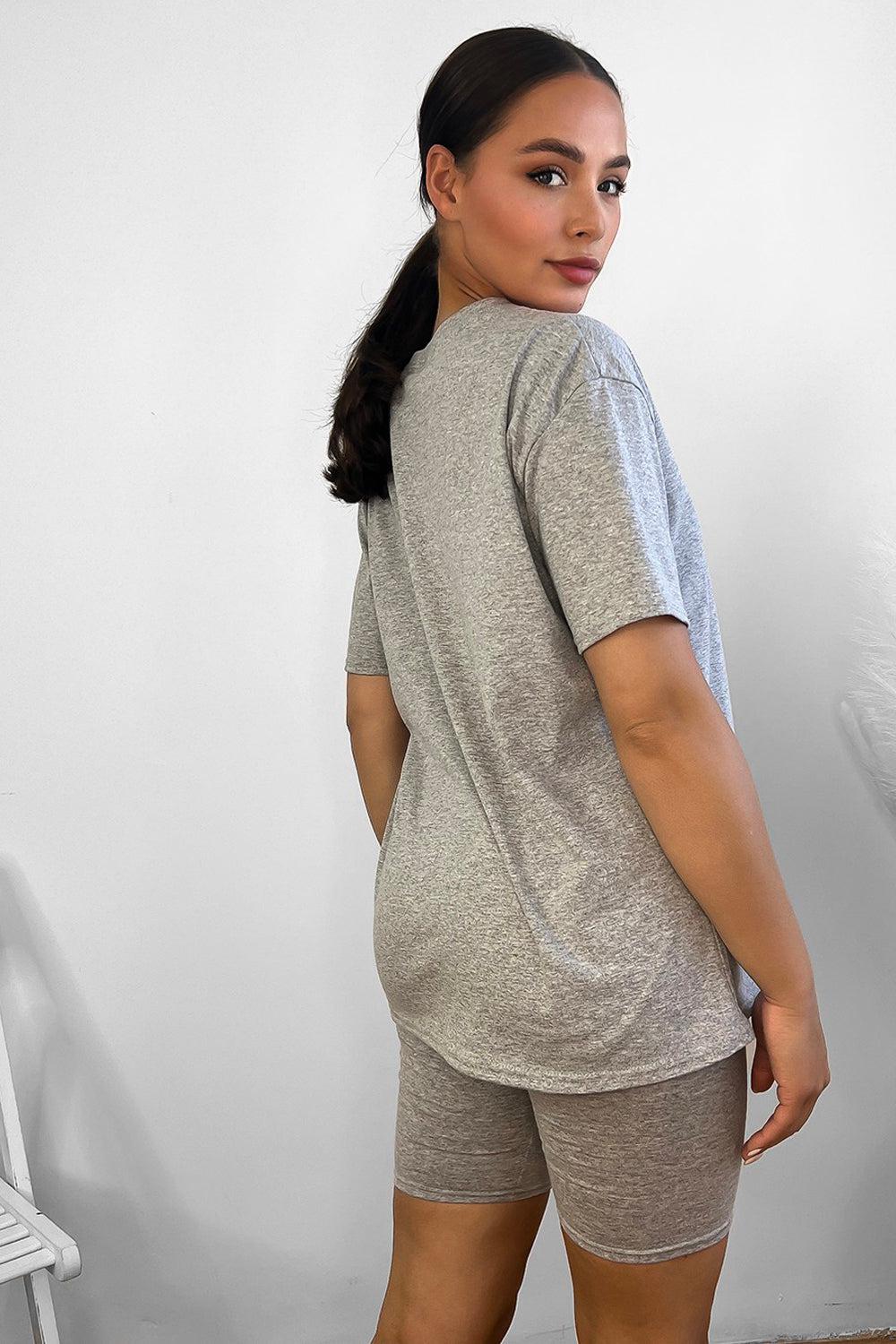 Cotton Blend High Neck T-shirt And Cycling Shorts Set-SinglePrice