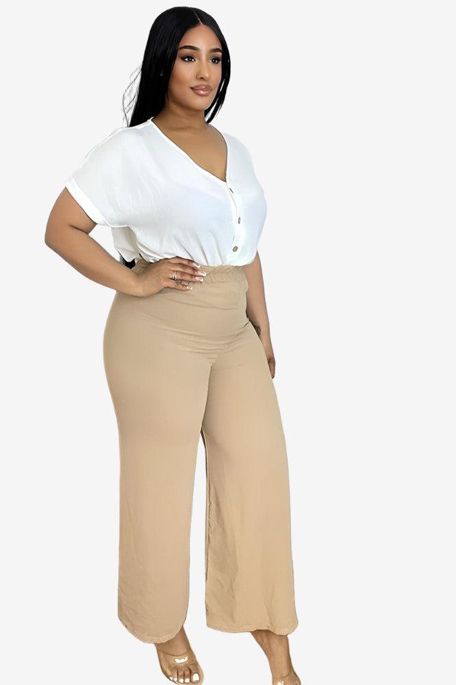 Flood Length Wide Legs Crepe Trousers-SinglePrice