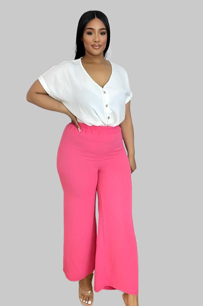 Flood Length Wide Legs Crepe Trousers-SinglePrice