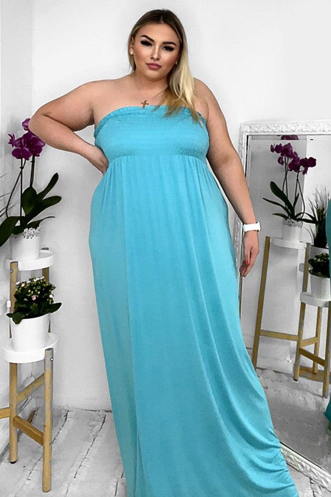 Shirred Bust Jersey Boobtube Maxi Dress-SinglePrice