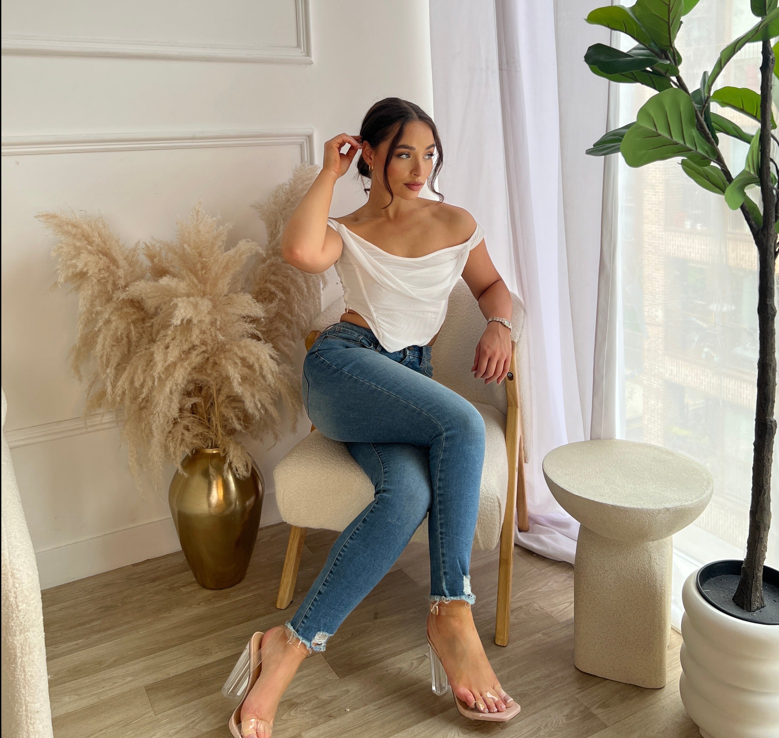 Purple Blue Palm Leaves Print Bermuda Shorts