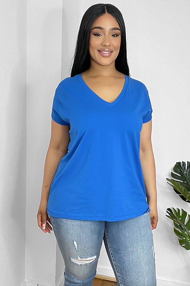 Classic V-Neck Soft Touch Cotton Blend Tee-SinglePrice