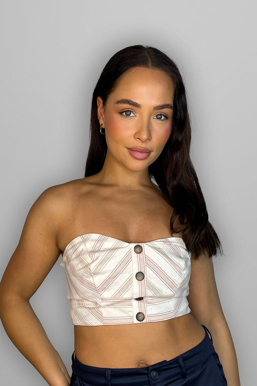 Wholesale Women's Beige Stripe Cotton Bustier (PACK OF 7)
