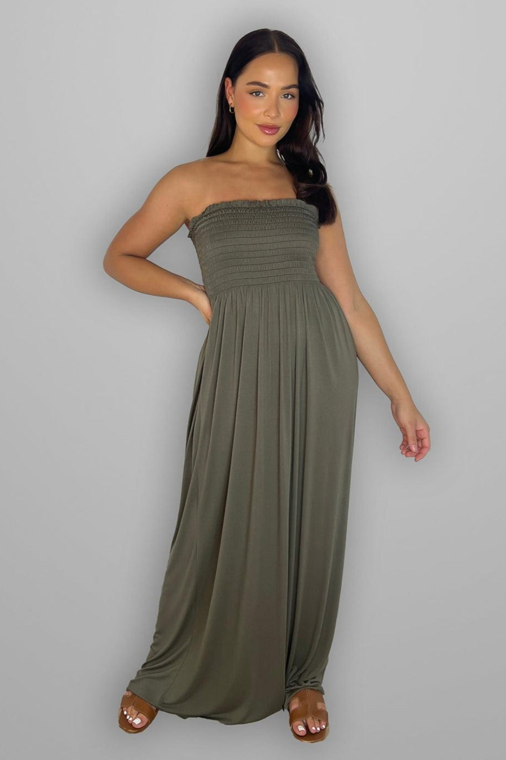 Shirred Boobtube Maxi Dress-SinglePrice