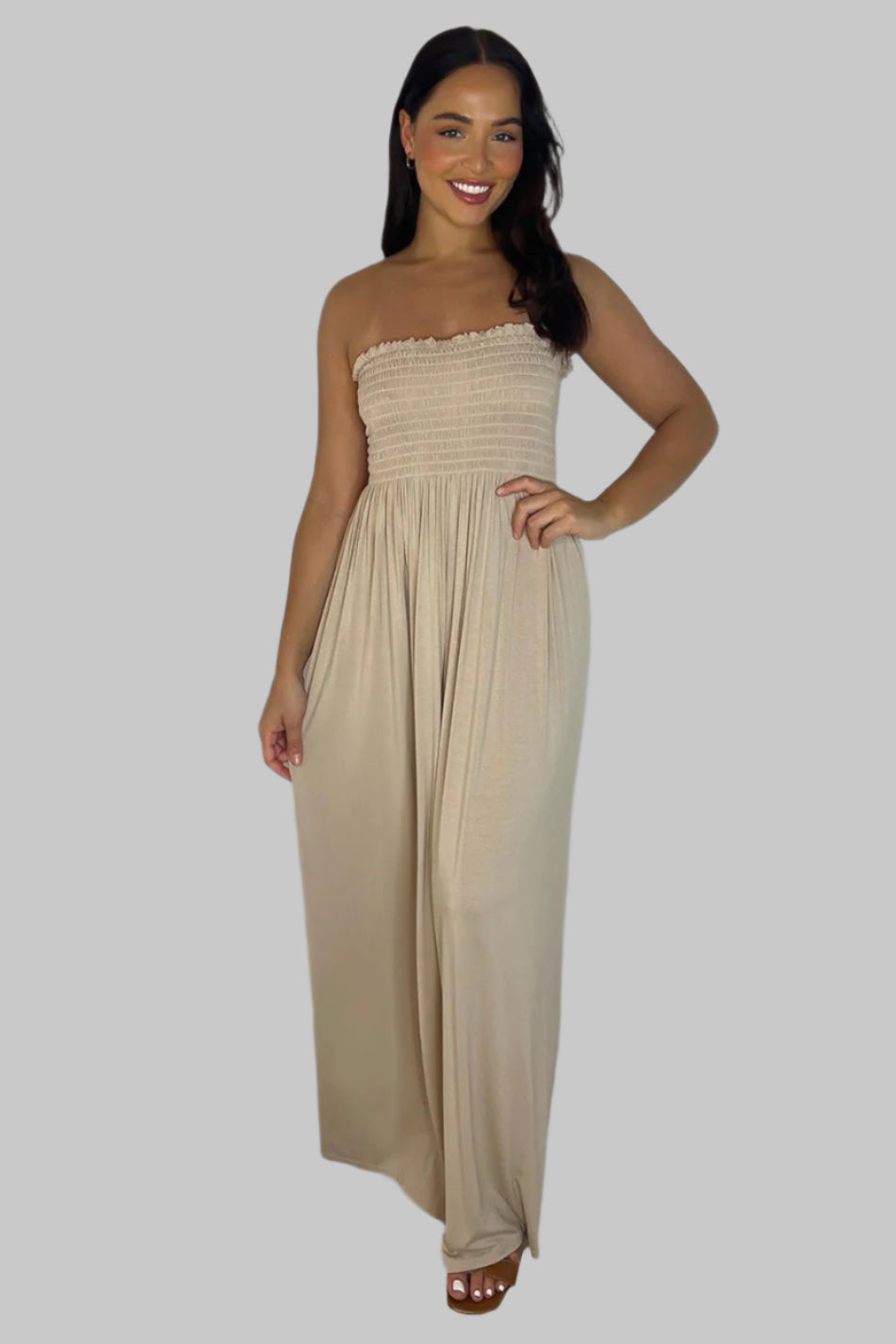 Shirred Boobtube Maxi Dress-SinglePrice