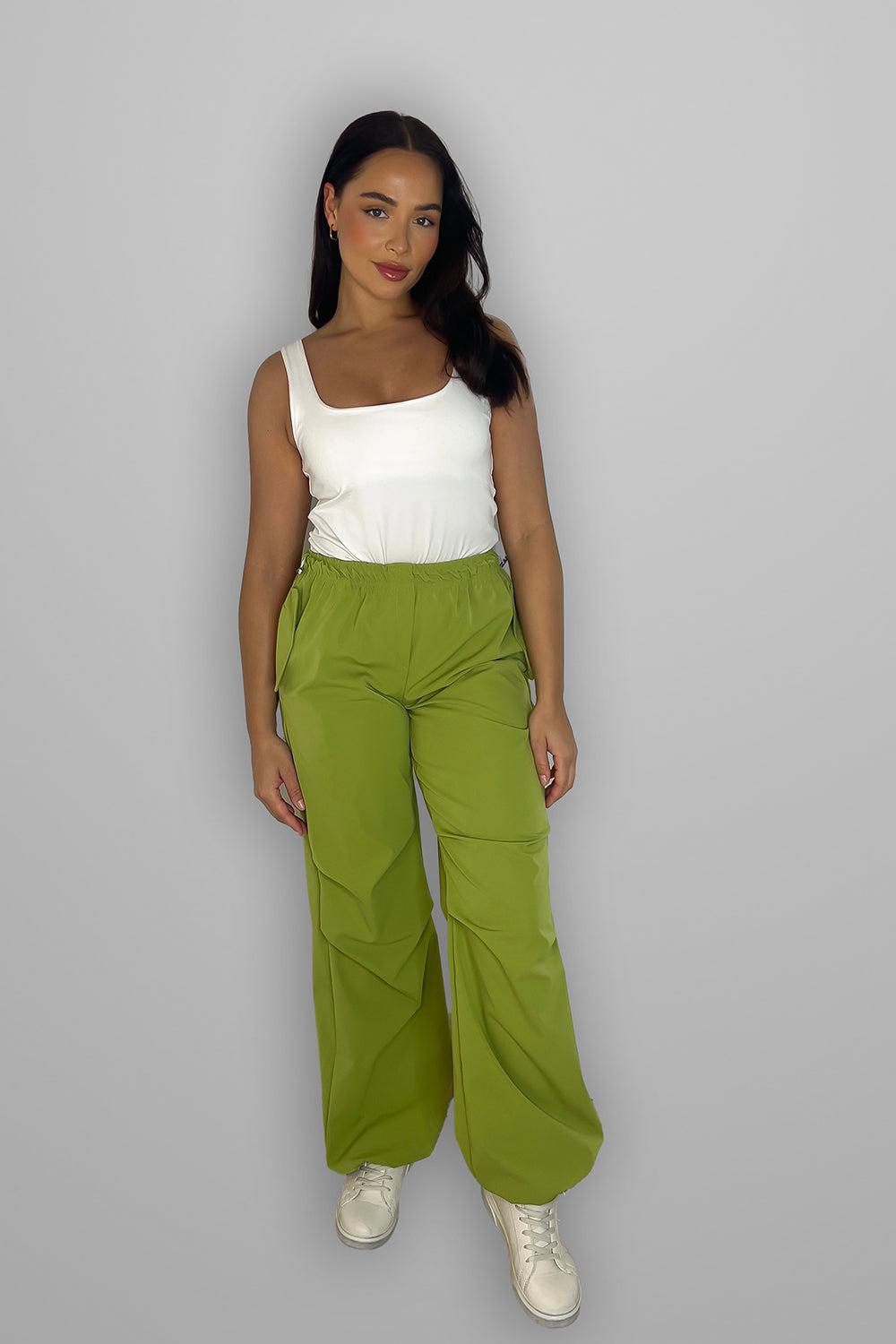 Drawstring Details Shell Cargo Trousers-SinglePrice