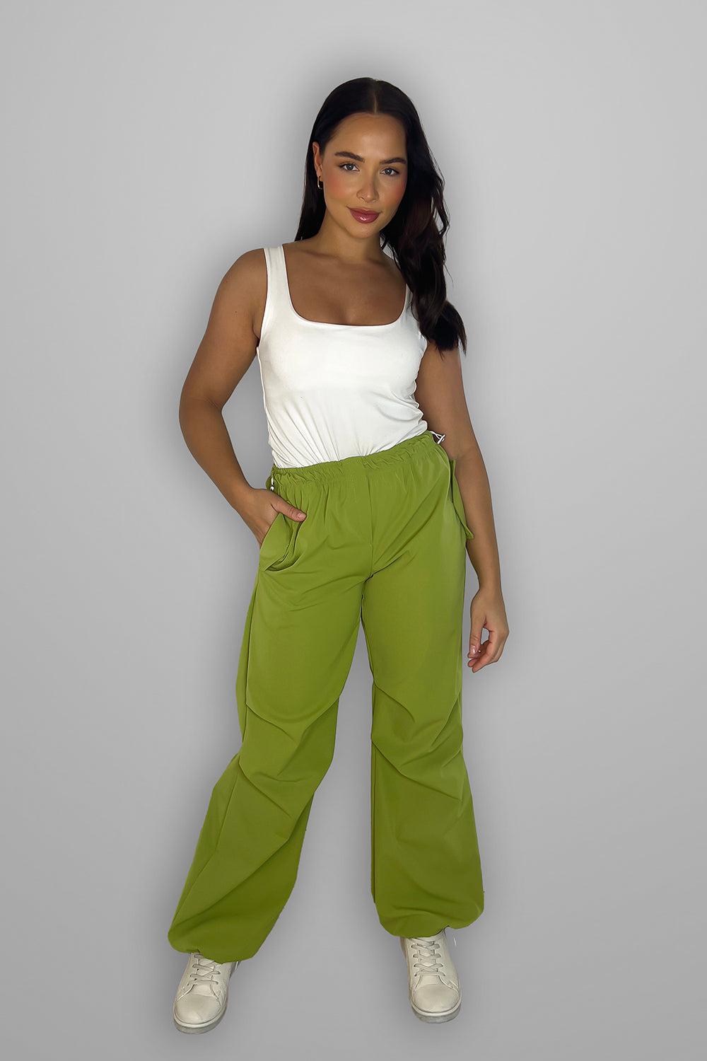 Drawstring Details Shell Cargo Trousers-SinglePrice