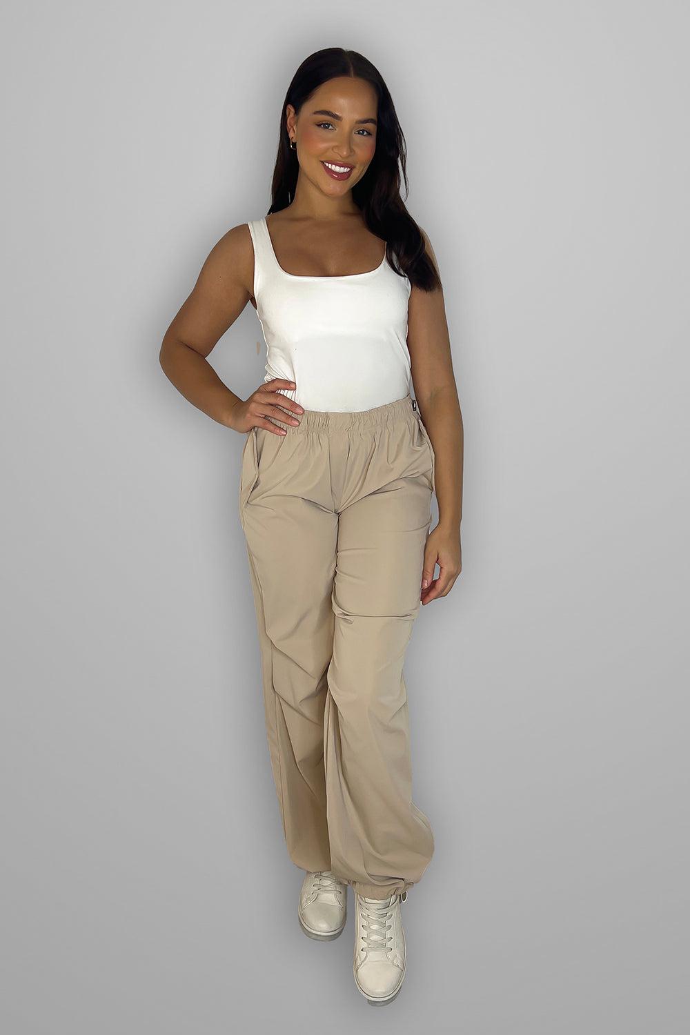 Drawstring Details Shell Cargo Trousers-SinglePrice