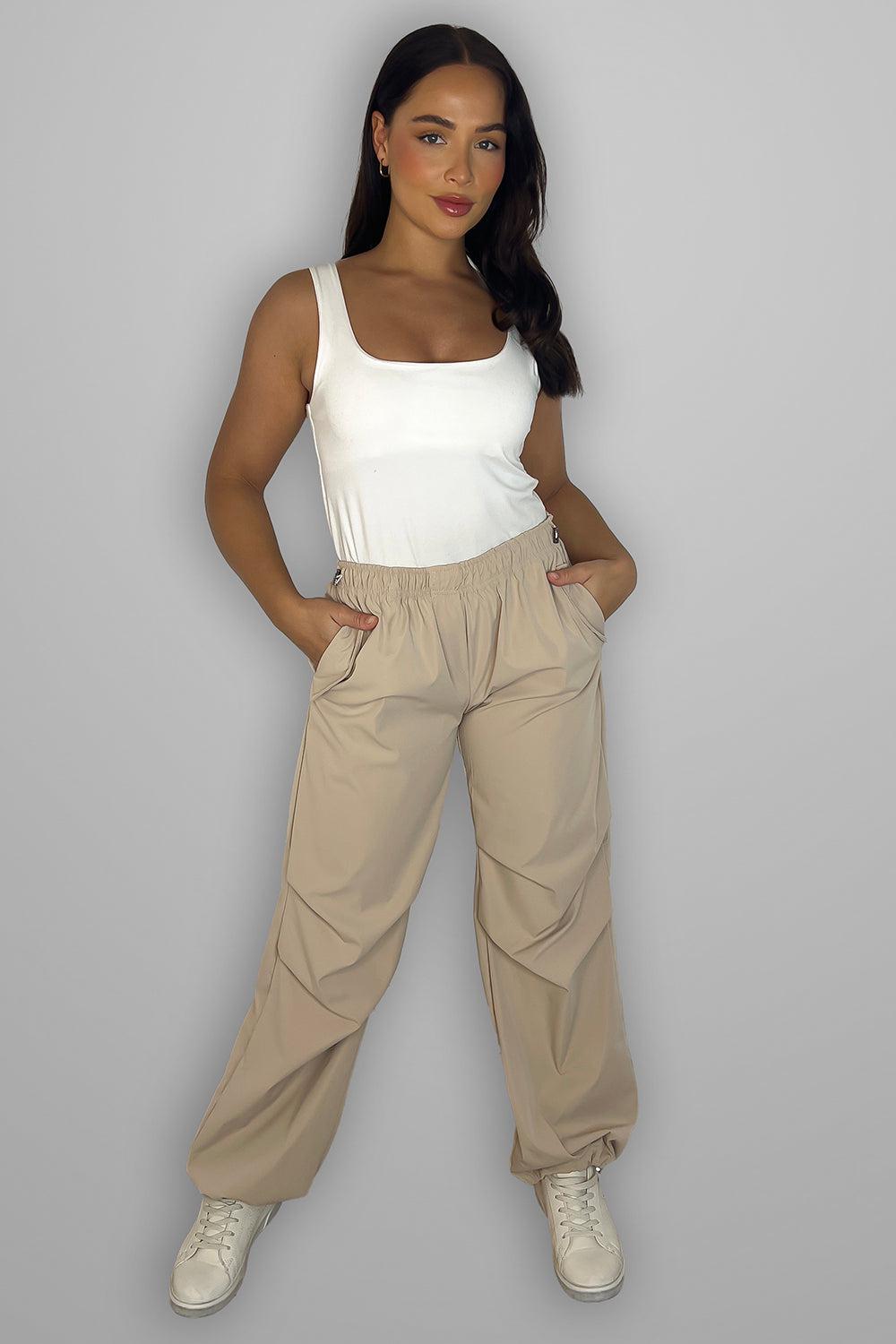Drawstring Details Shell Cargo Trousers-SinglePrice