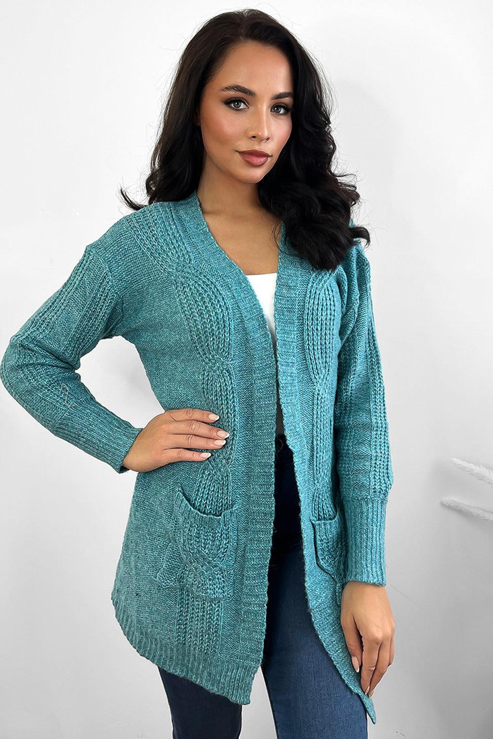 Twisted Braid Knit Open Front Cardigan-SinglePrice