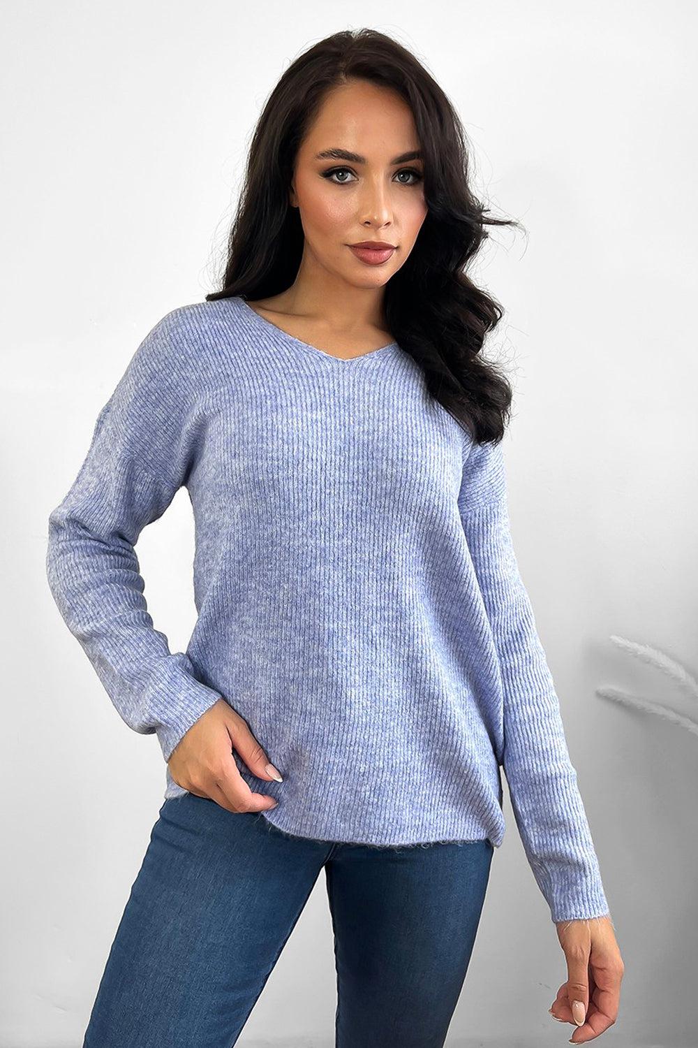 Super Soft Knit V-Neck Jumper-SinglePrice