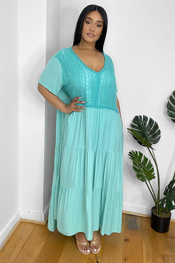 Lace Over Detail Cotton Maxi Dress-SinglePrice