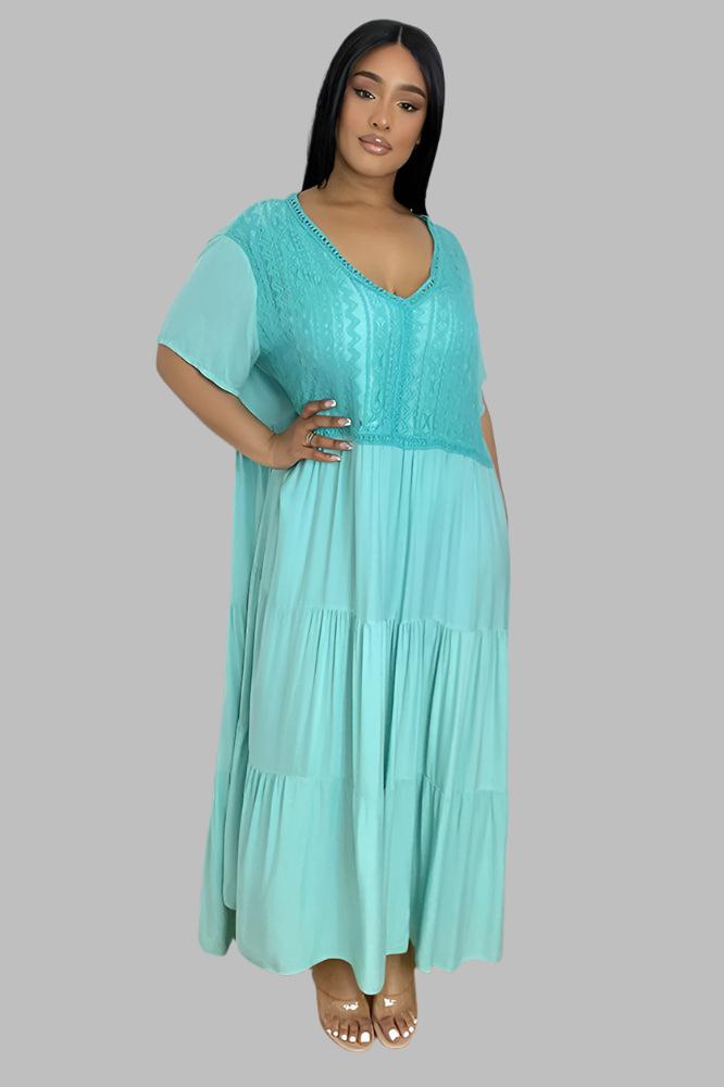 Lace Over Detail Cotton Maxi Dress-SinglePrice