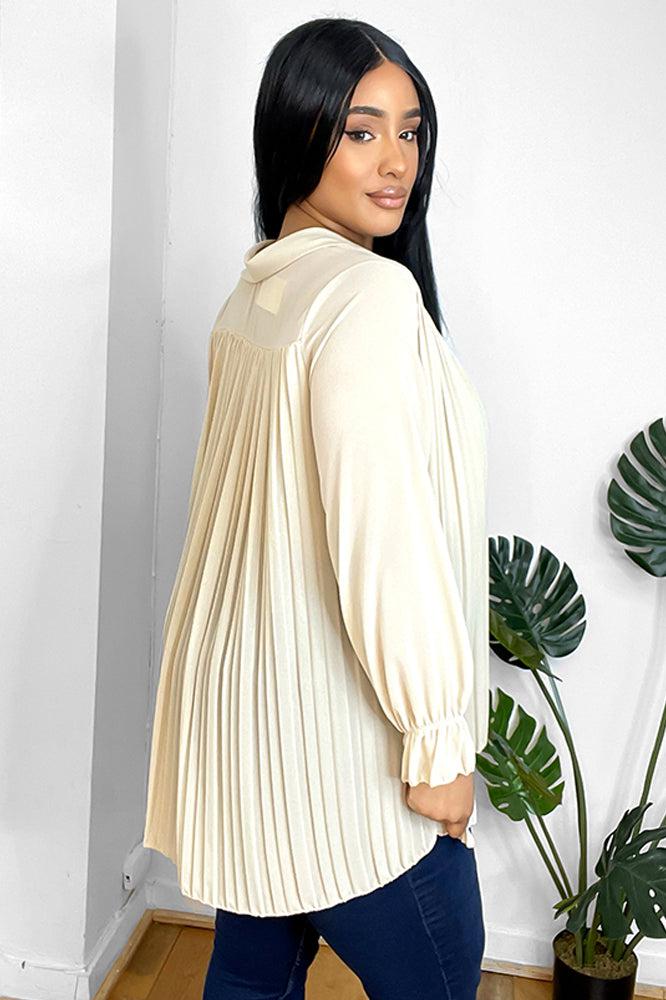 Pleated Chiffon Baby Doll Shirt Blouse-SinglePrice