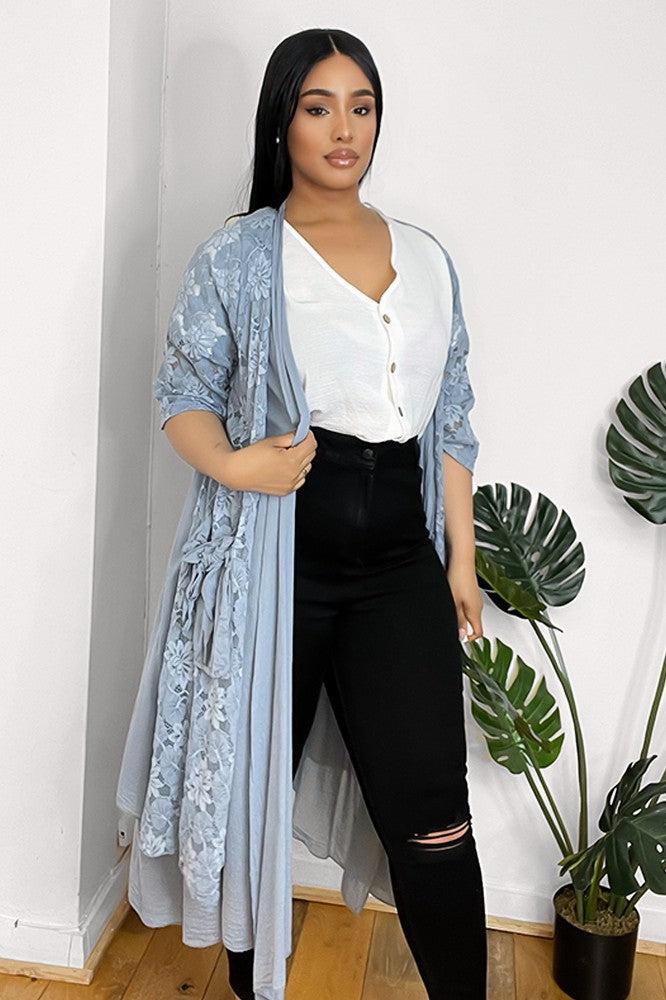 Pure Cotton Lace Overlay Cardigan-SinglePrice