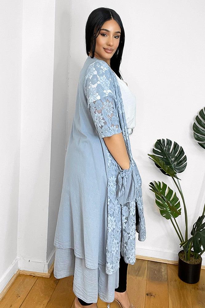 Pure Cotton Lace Overlay Cardigan-SinglePrice