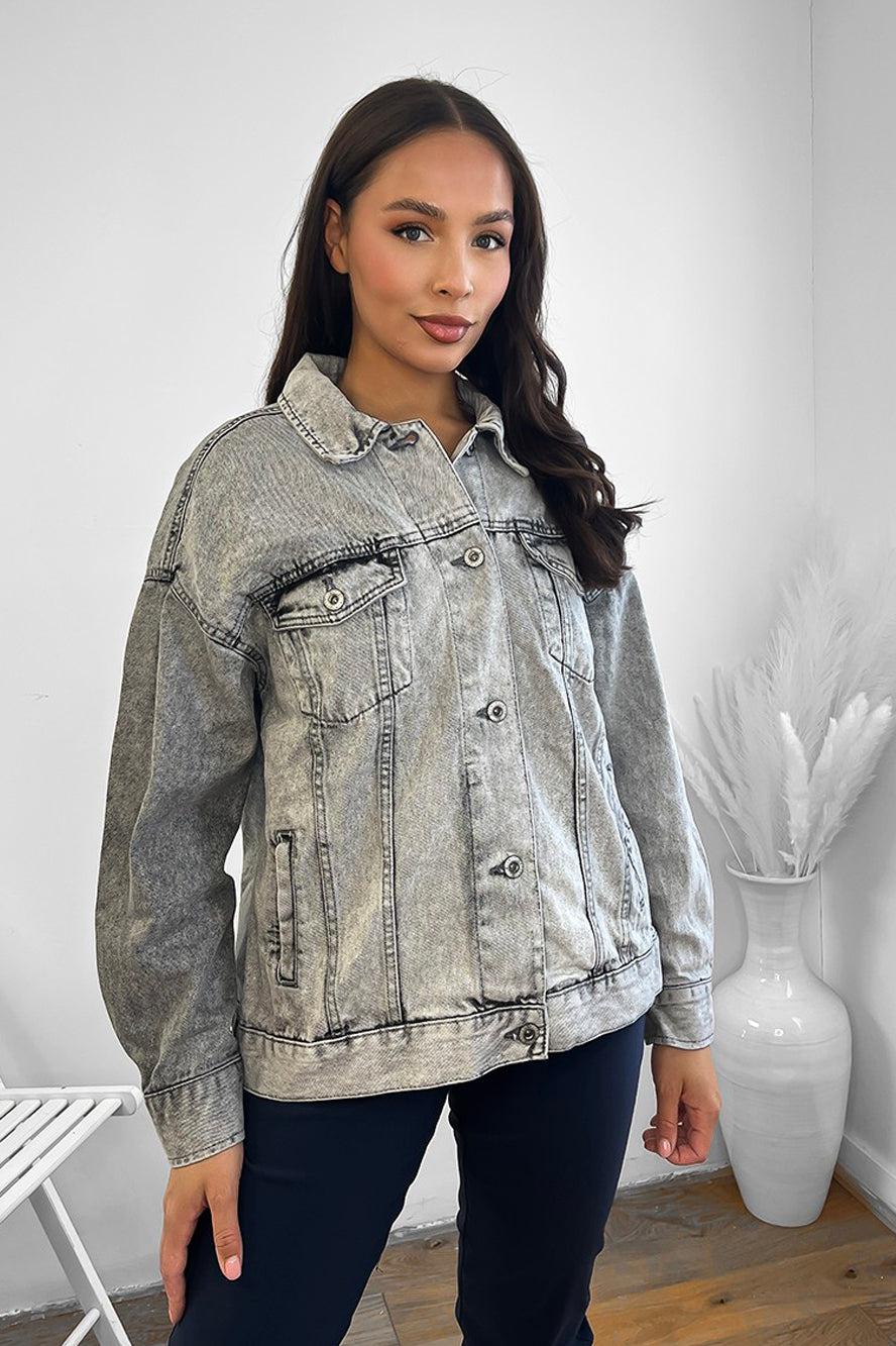 Faded Bleach Effect 100% Cotton Denim Jacket-SinglePrice