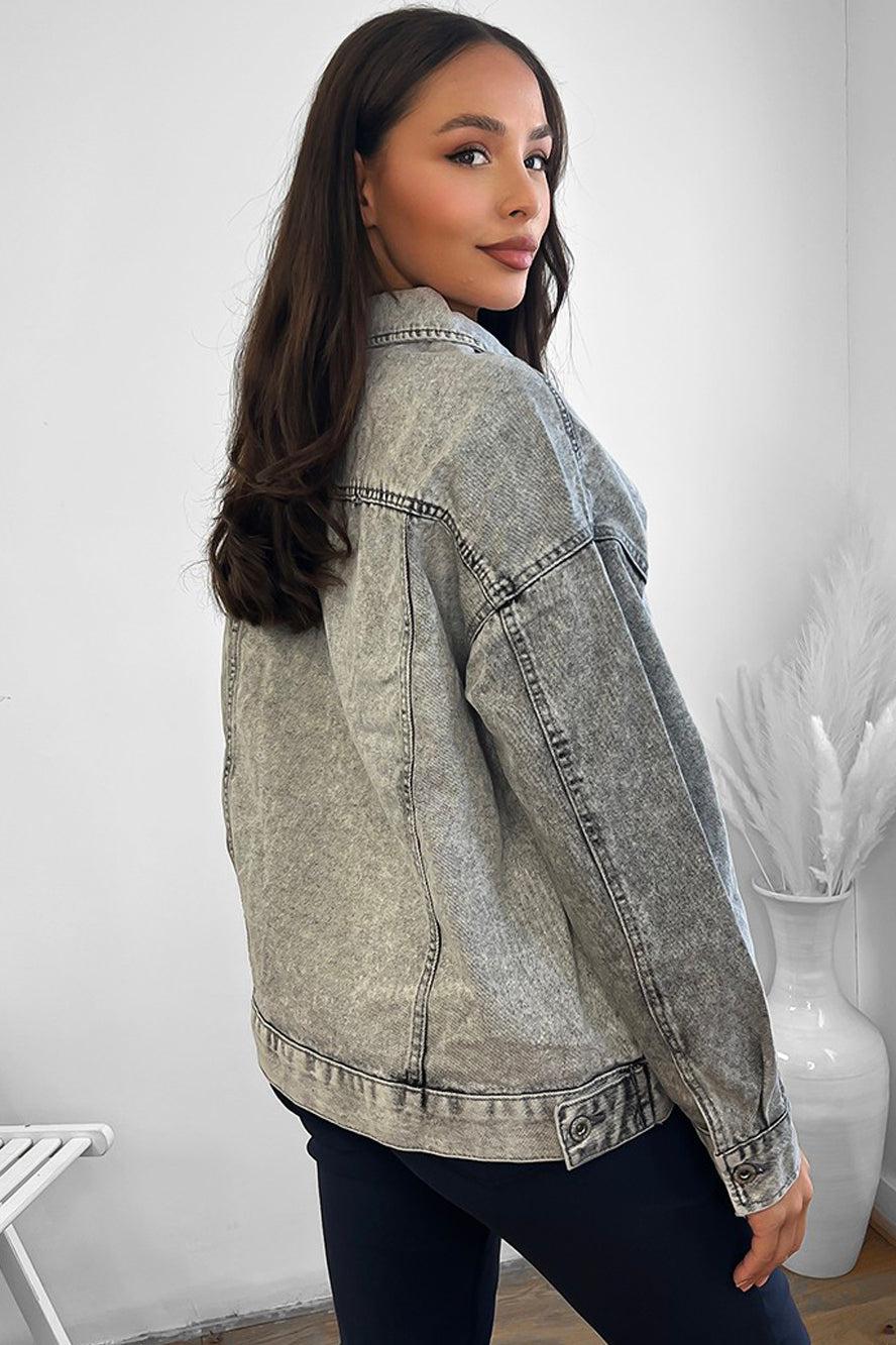 Faded Bleach Effect 100% Cotton Denim Jacket-SinglePrice