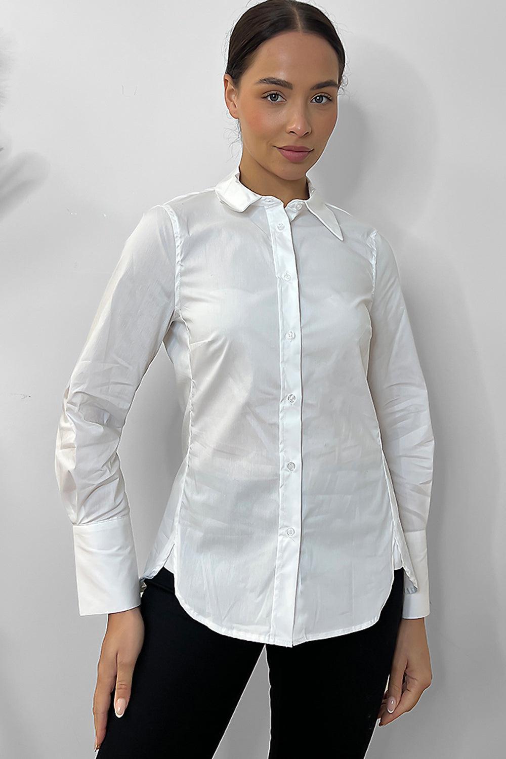 White Sharp Collar Smart Shirt-SinglePrice