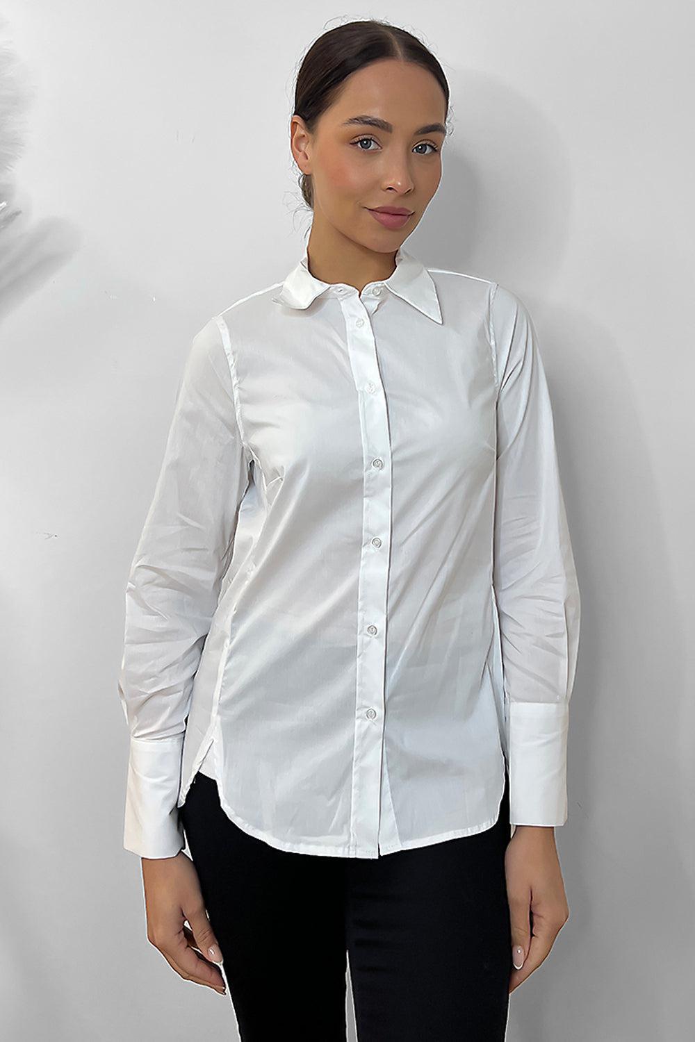 White Sharp Collar Smart Shirt-SinglePrice