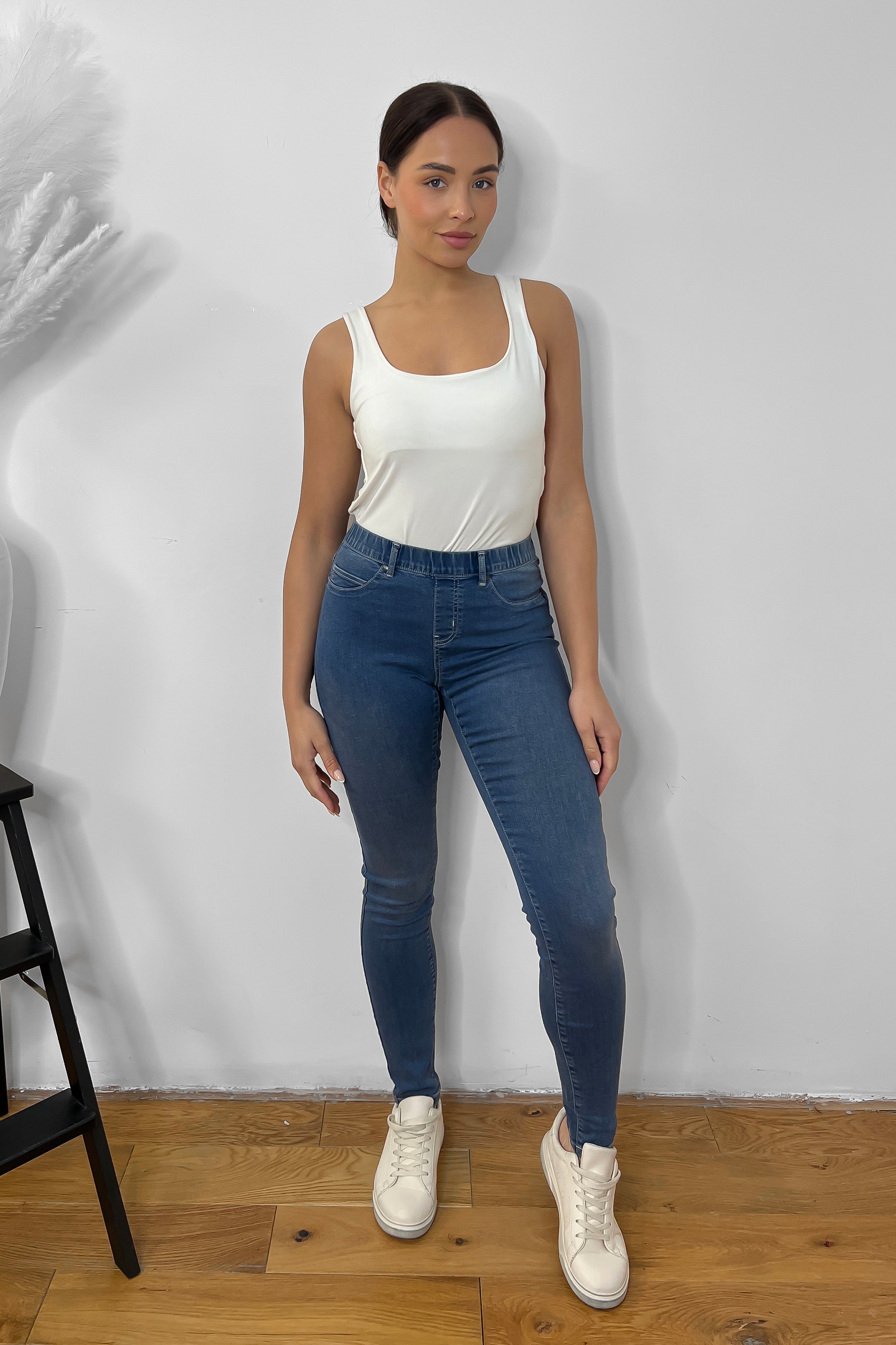 Elastic Waist Skinny Thick Denim Jeggings-SinglePrice