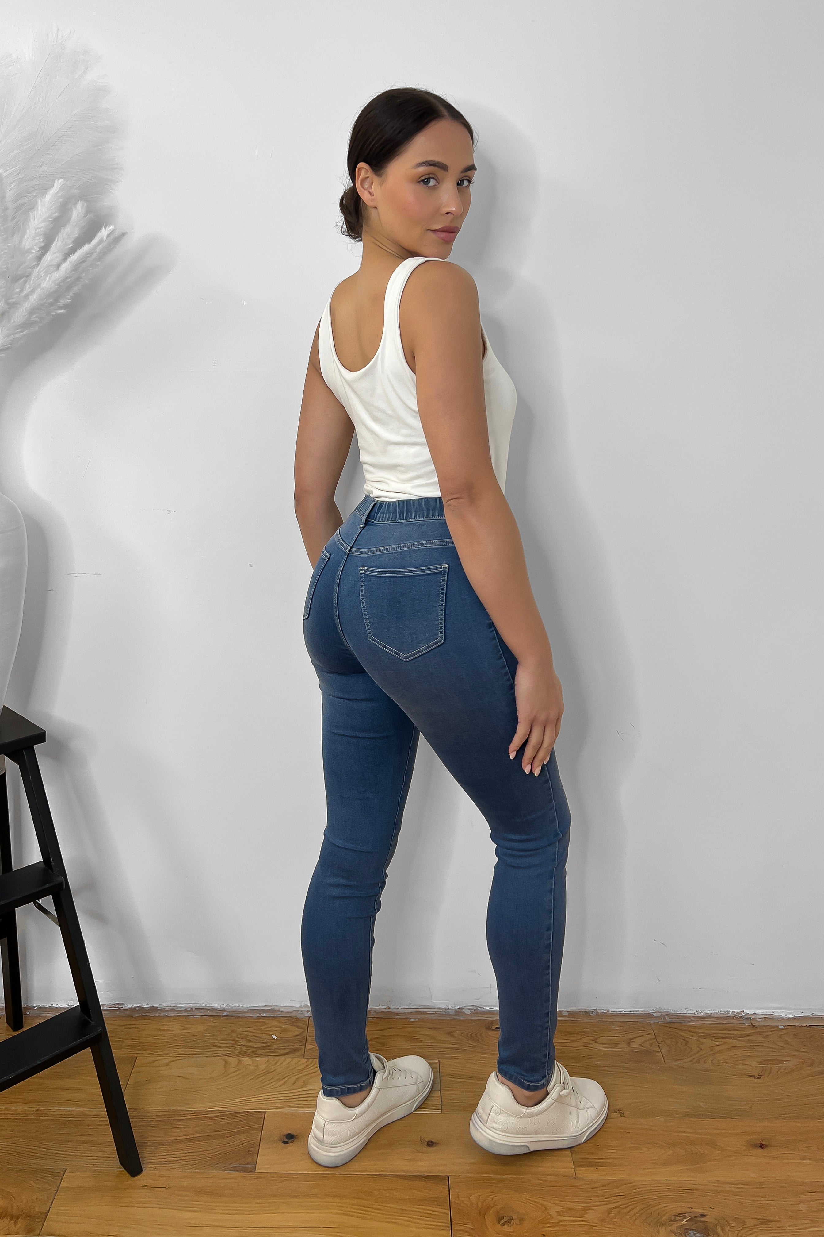 Elastic Waist Skinny Thick Denim Jeggings-SinglePrice