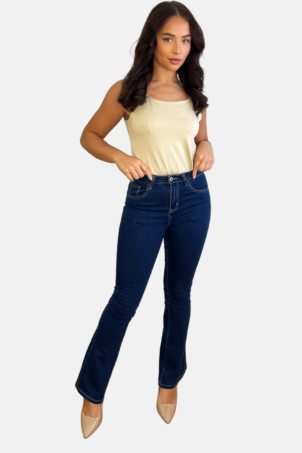 Navy Flared Leg Jeans-SinglePrice