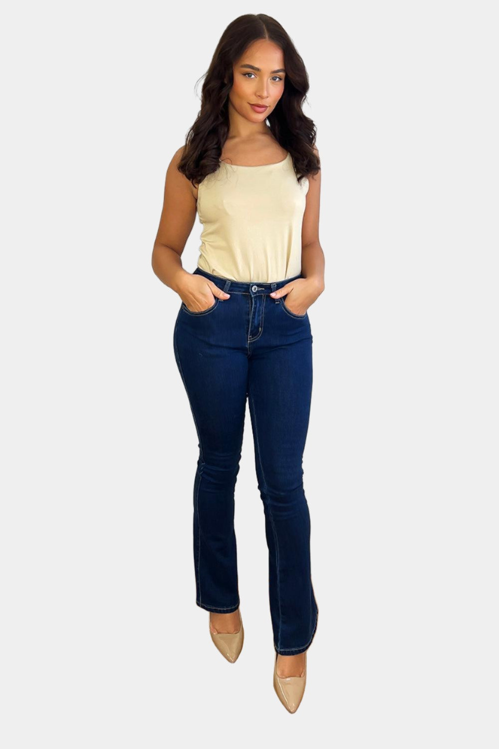 Navy Flared Leg Jeans-SinglePrice