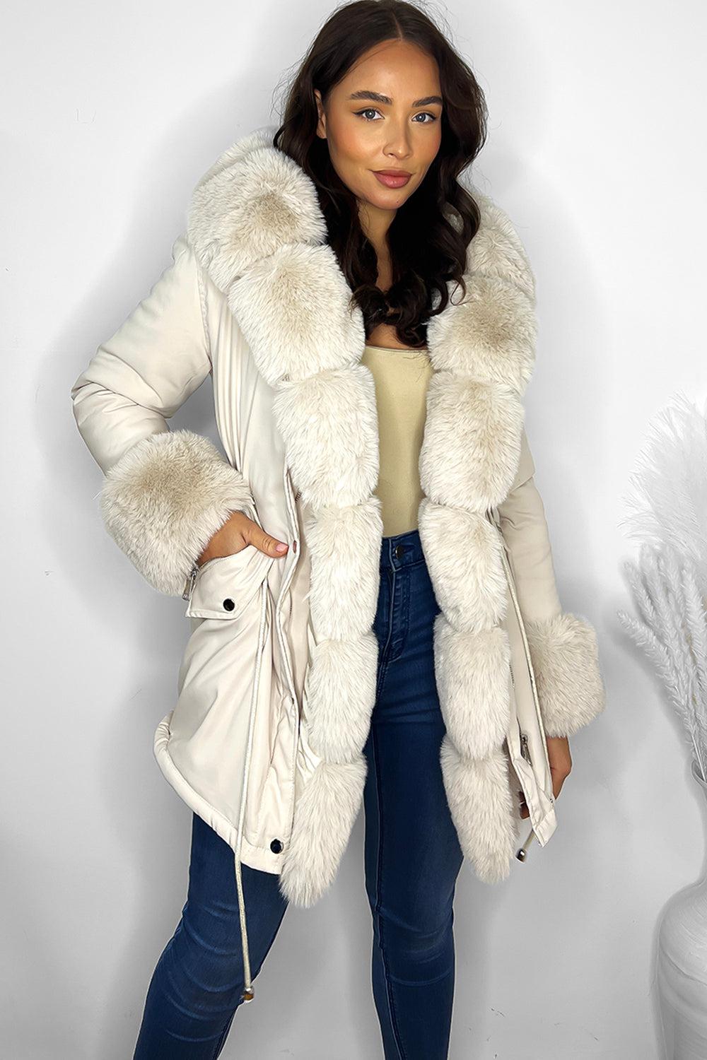 Faux Fur Detachable Fully Lined Versatile Hooded Winter Jacket-SinglePrice
