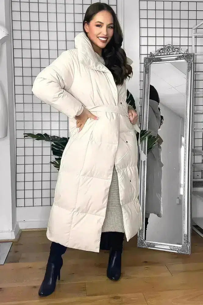 High Neck Super Padded Longline Puffer Jacket-SinglePrice