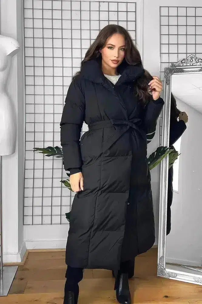 High Neck Super Padded Longline Puffer Jacket-SinglePrice