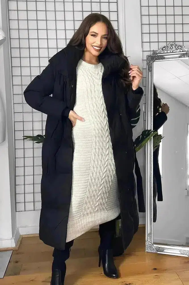 High Neck Super Padded Longline Puffer Jacket-SinglePrice