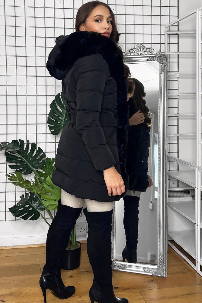 Faux Fur Trimmed Front And Hood Puffer Jacket-SinglePrice