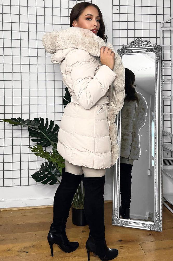 Faux Fur Trimmed Front And Hood Puffer Jacket-SinglePrice