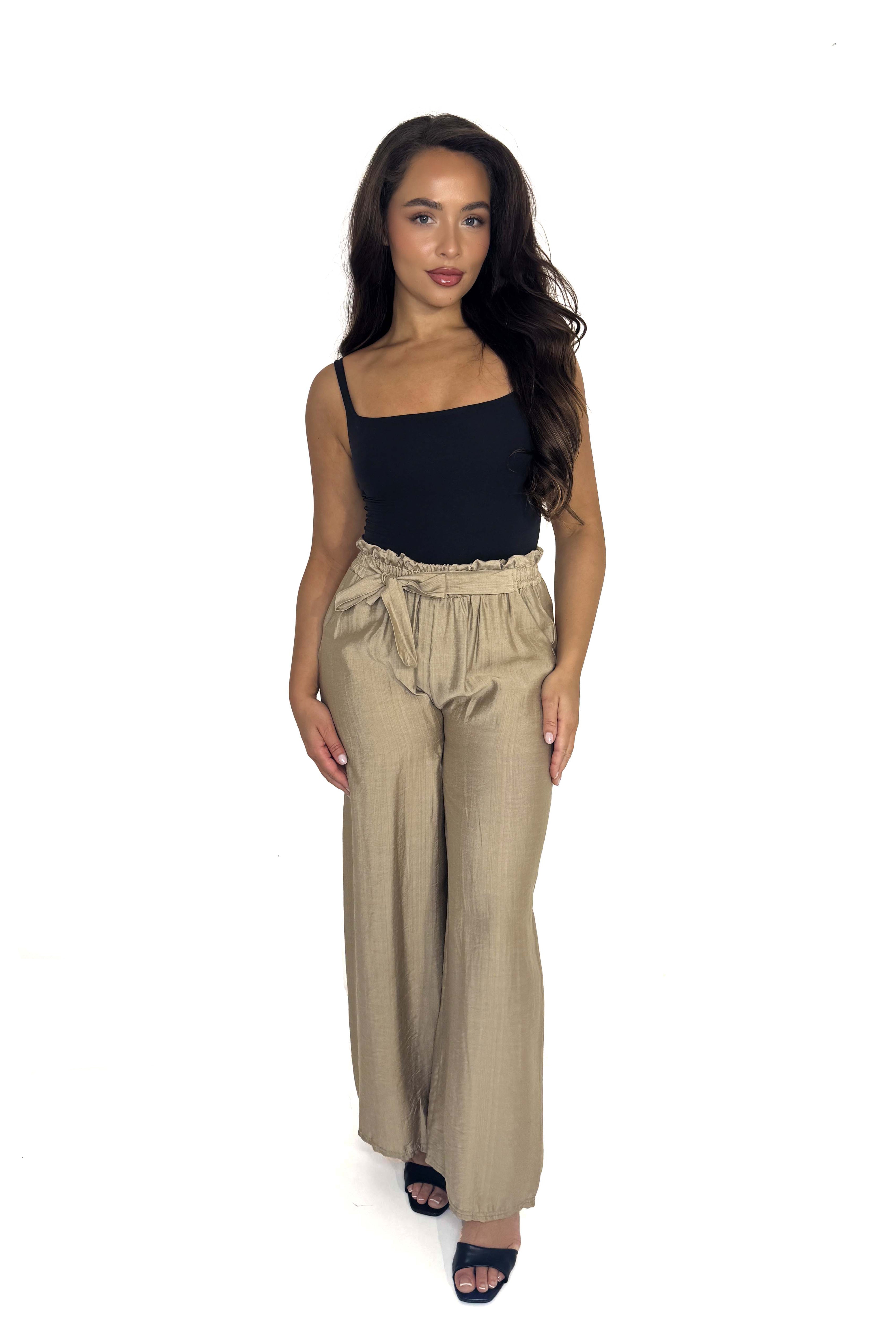 Paper Bag High Waist Wide Leg Trousers