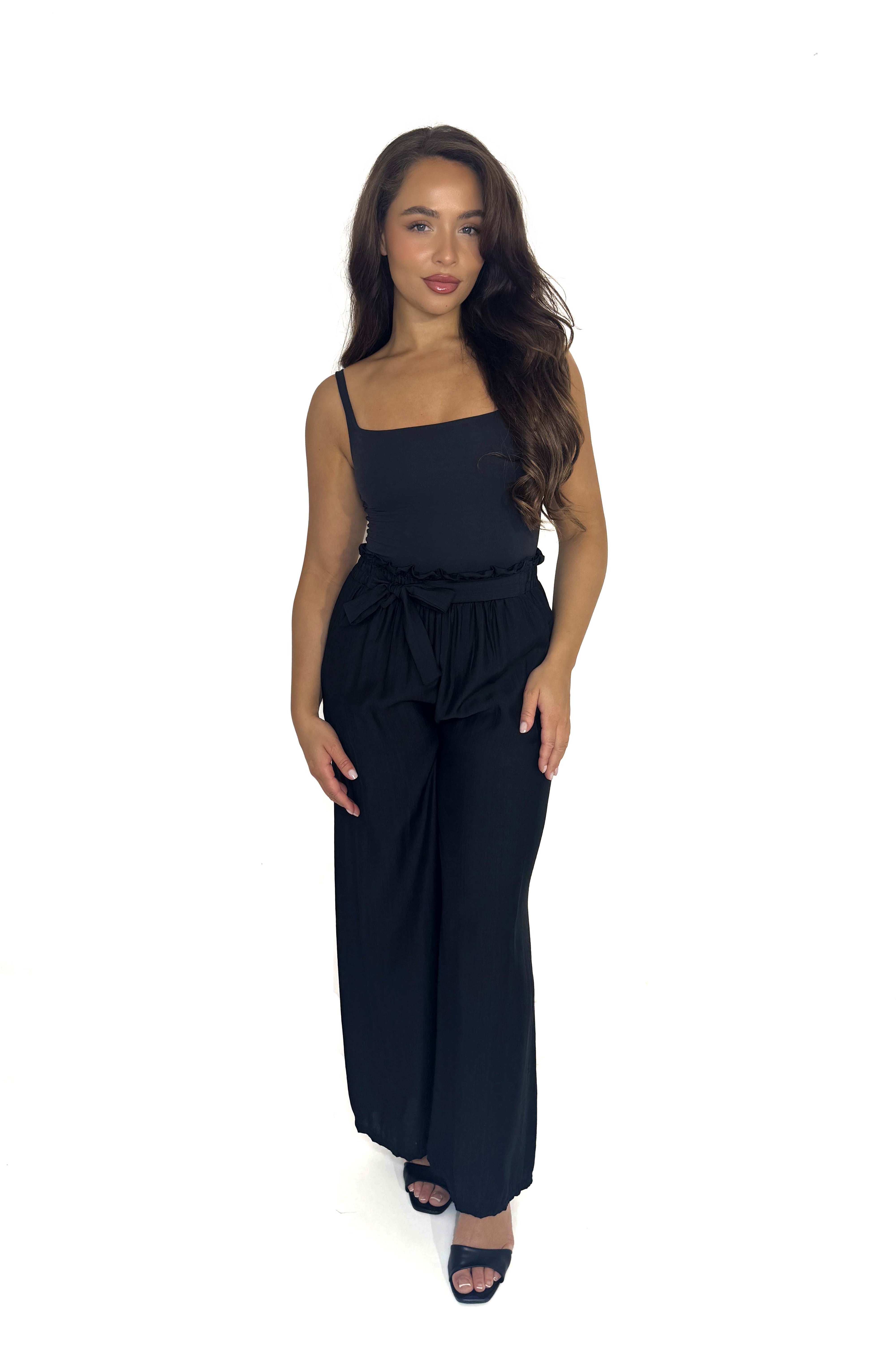 Paper Bag High Waist Wide Leg Trousers