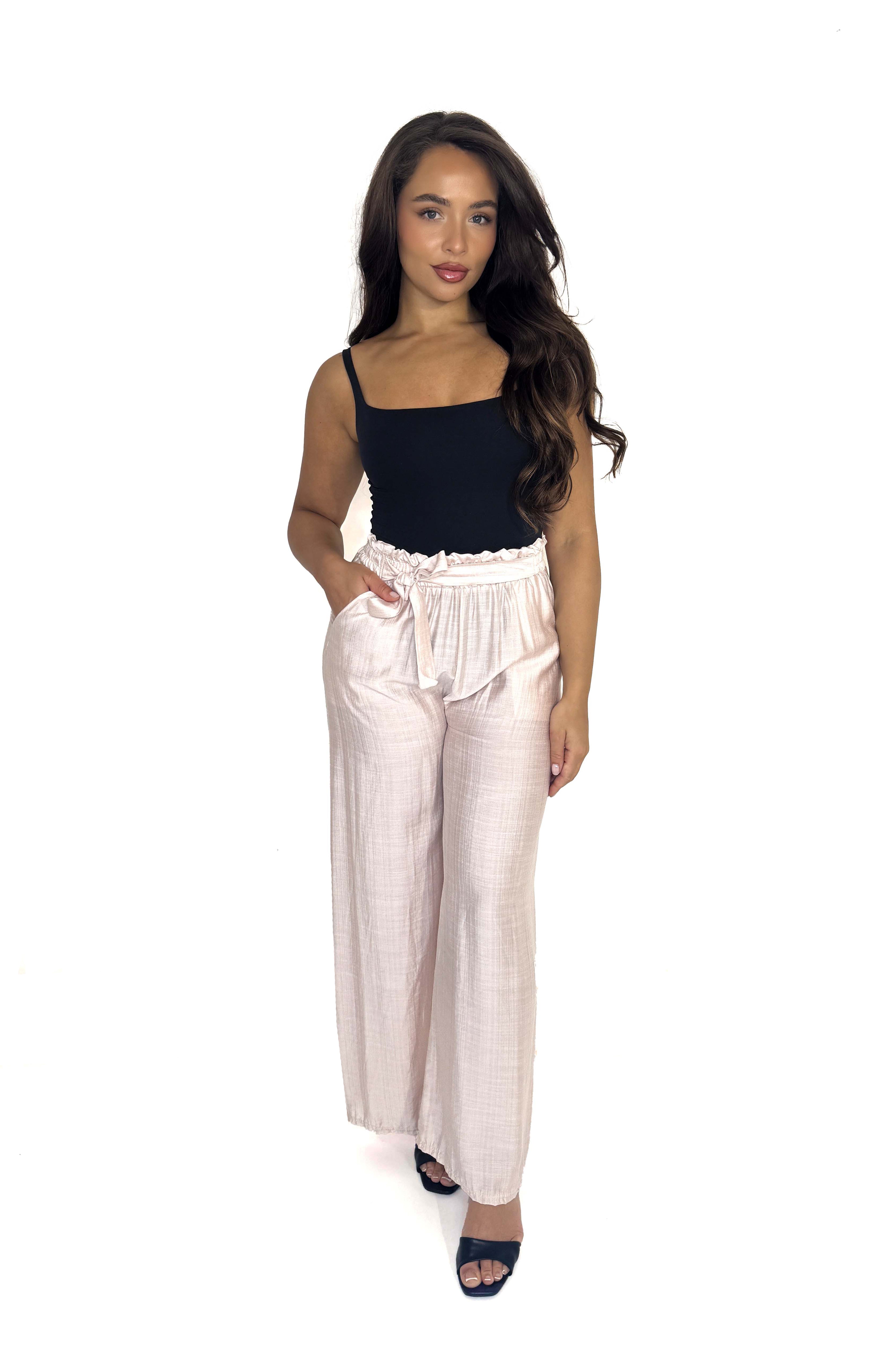 Paper Bag High Waist Wide Leg Trousers