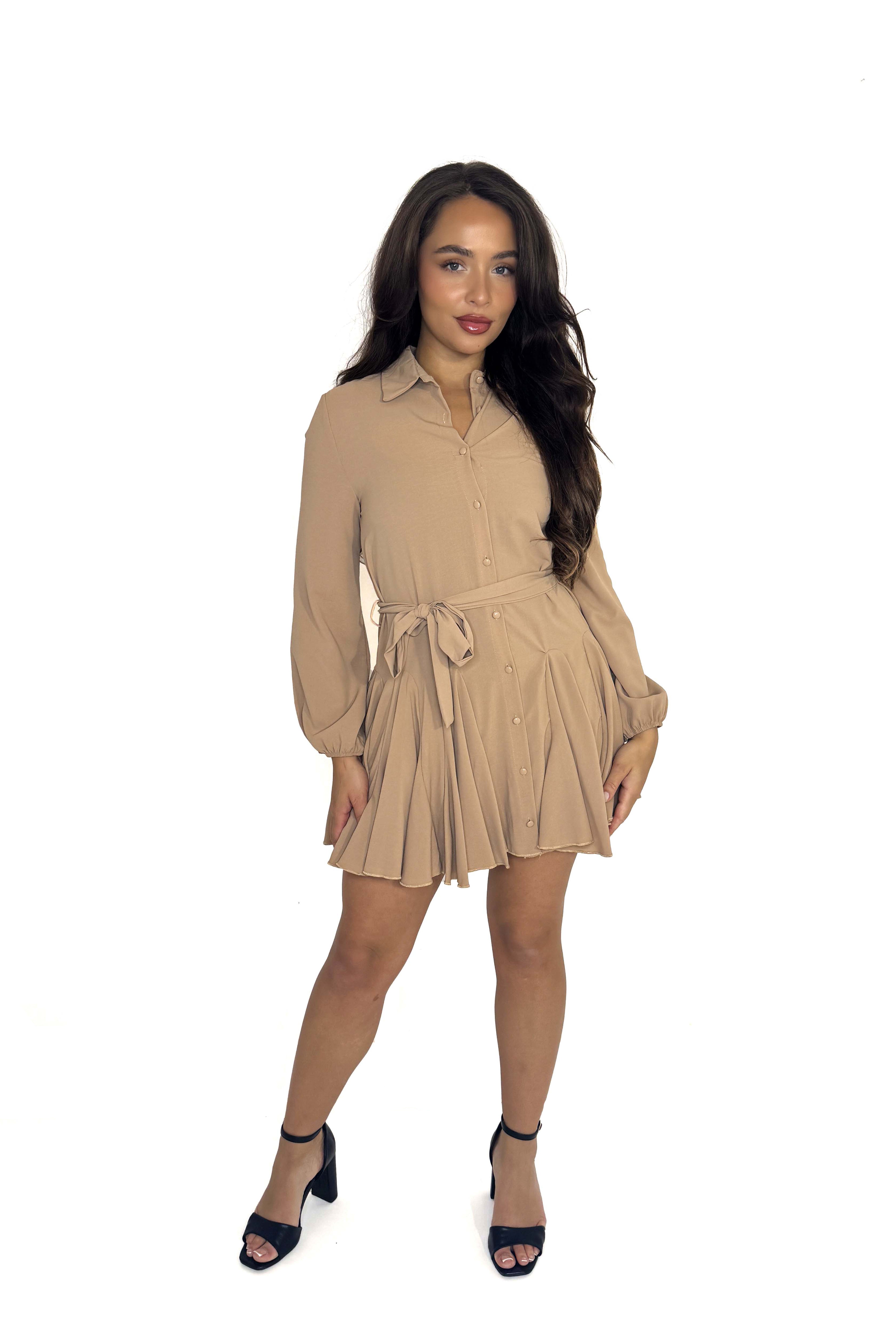 Button Down Skater Mini Dress