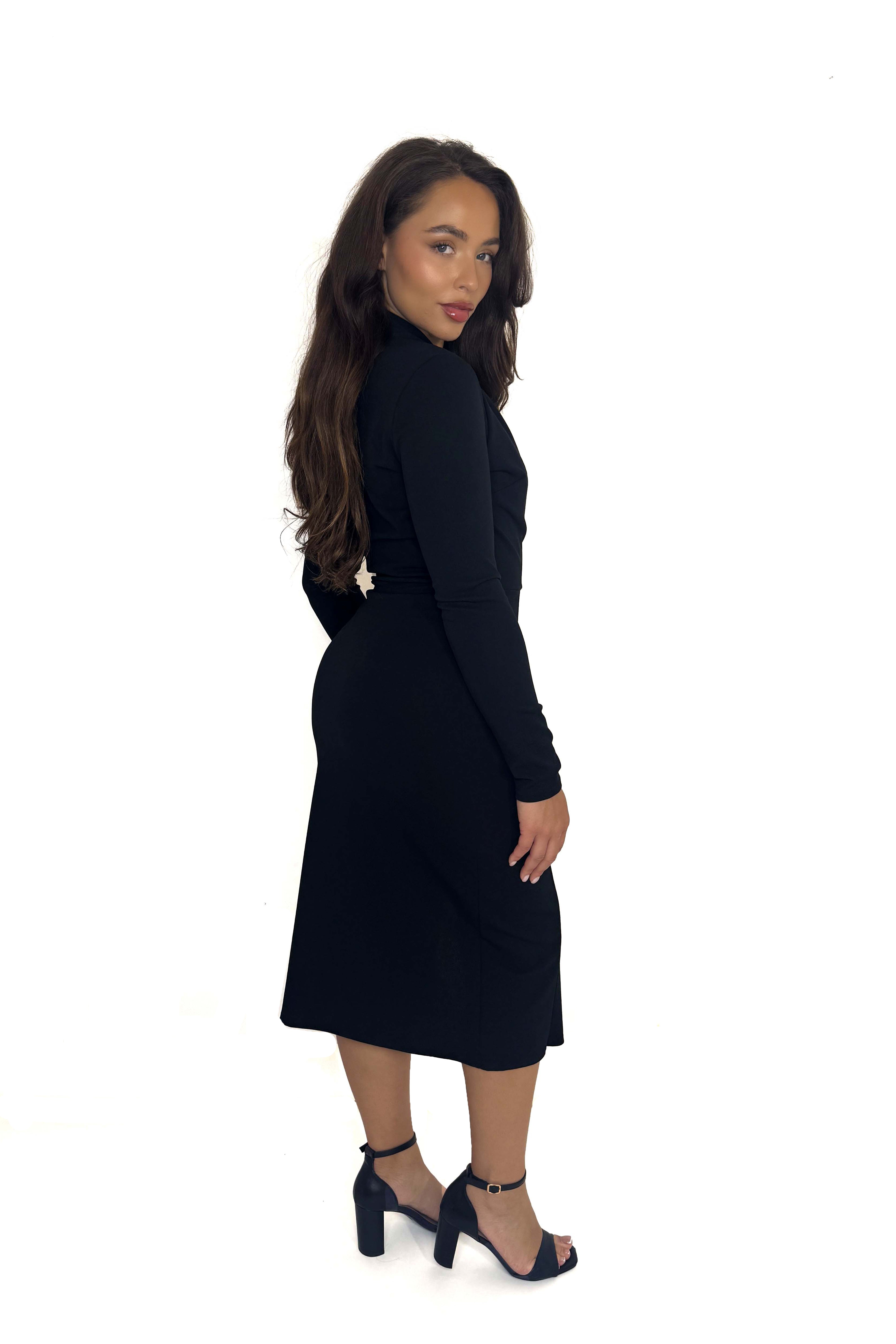 Tuxedo Style Black Dress
