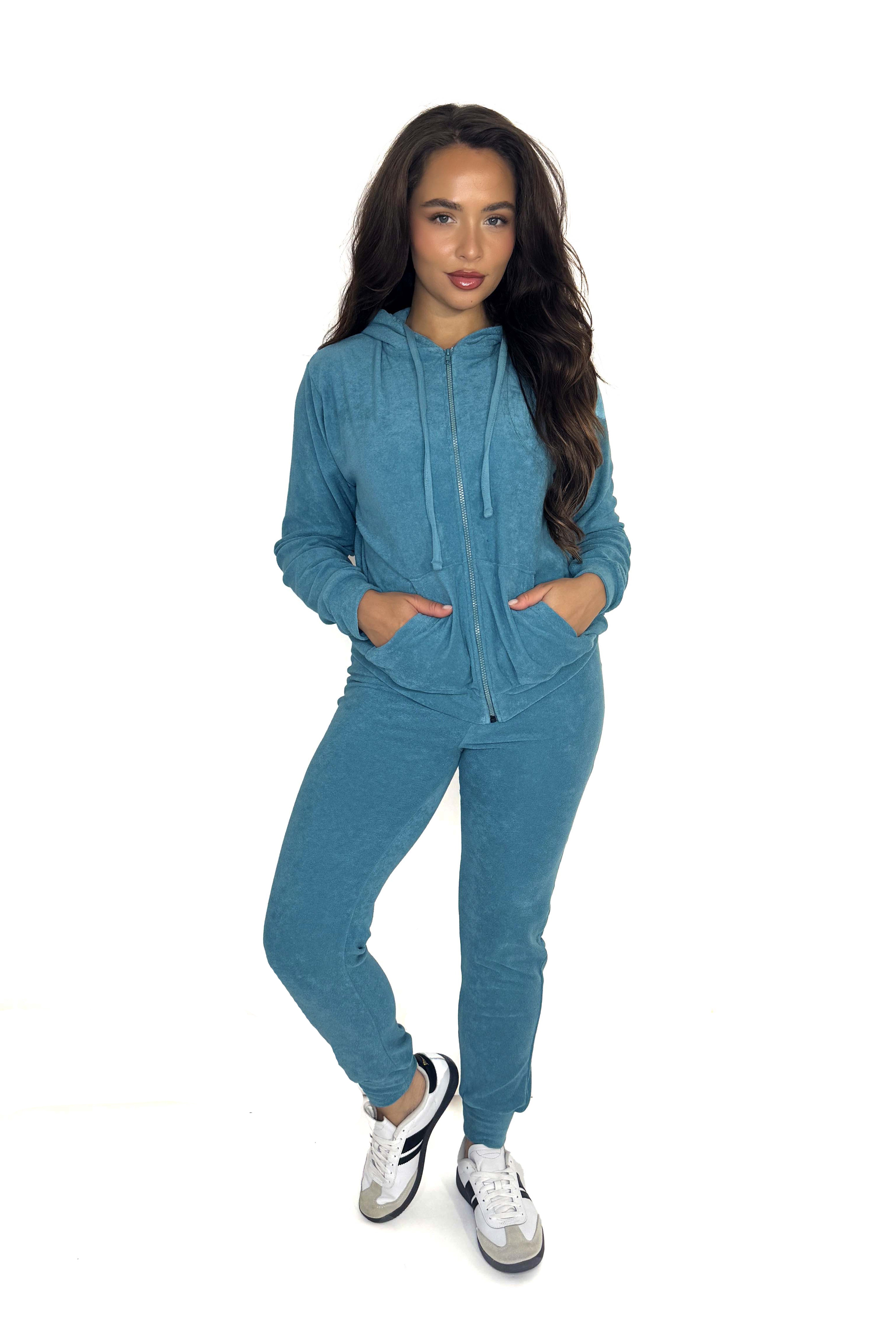 Hooded Zip Up Towelling Tracksuit