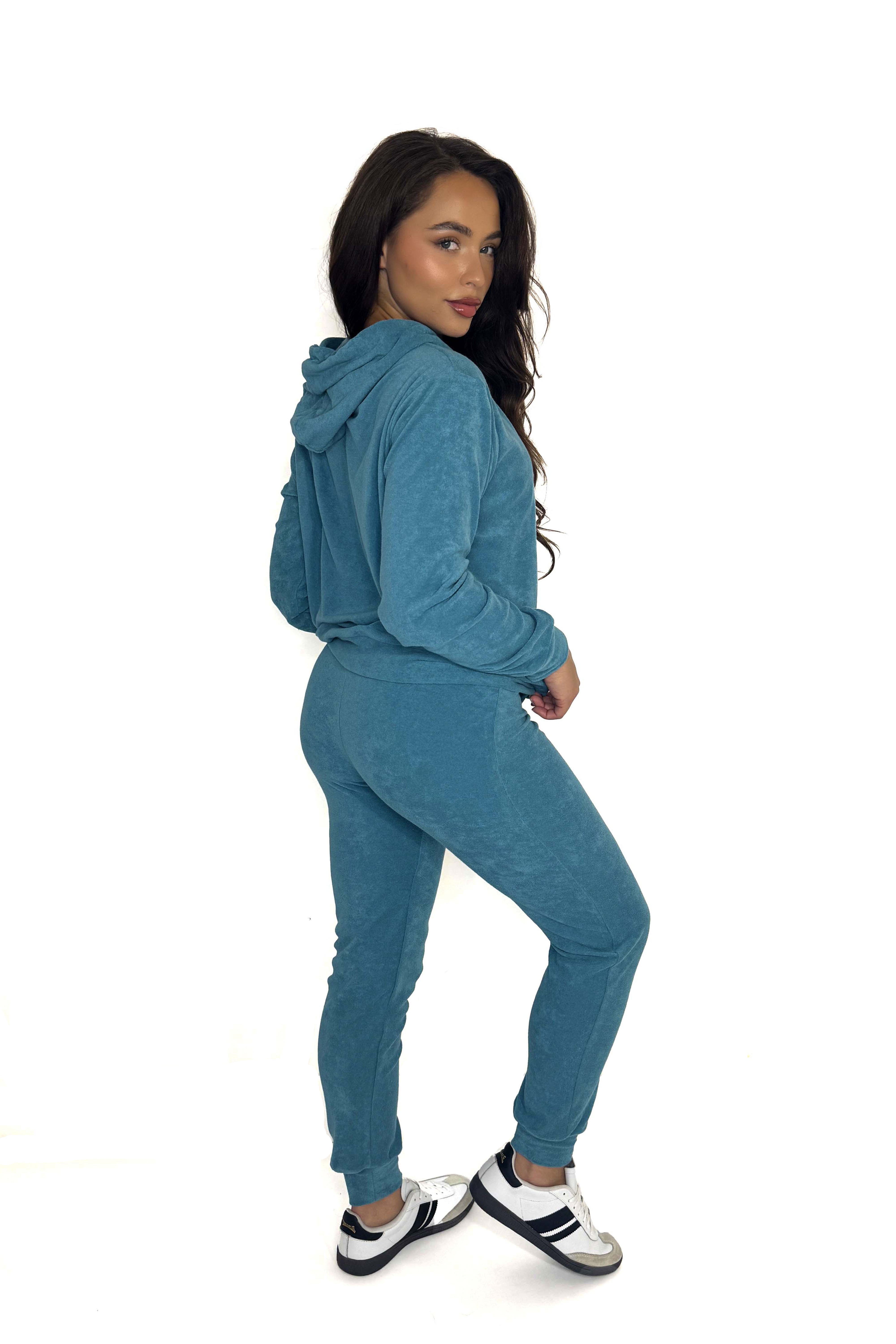 Hooded Zip Up Towelling Tracksuit