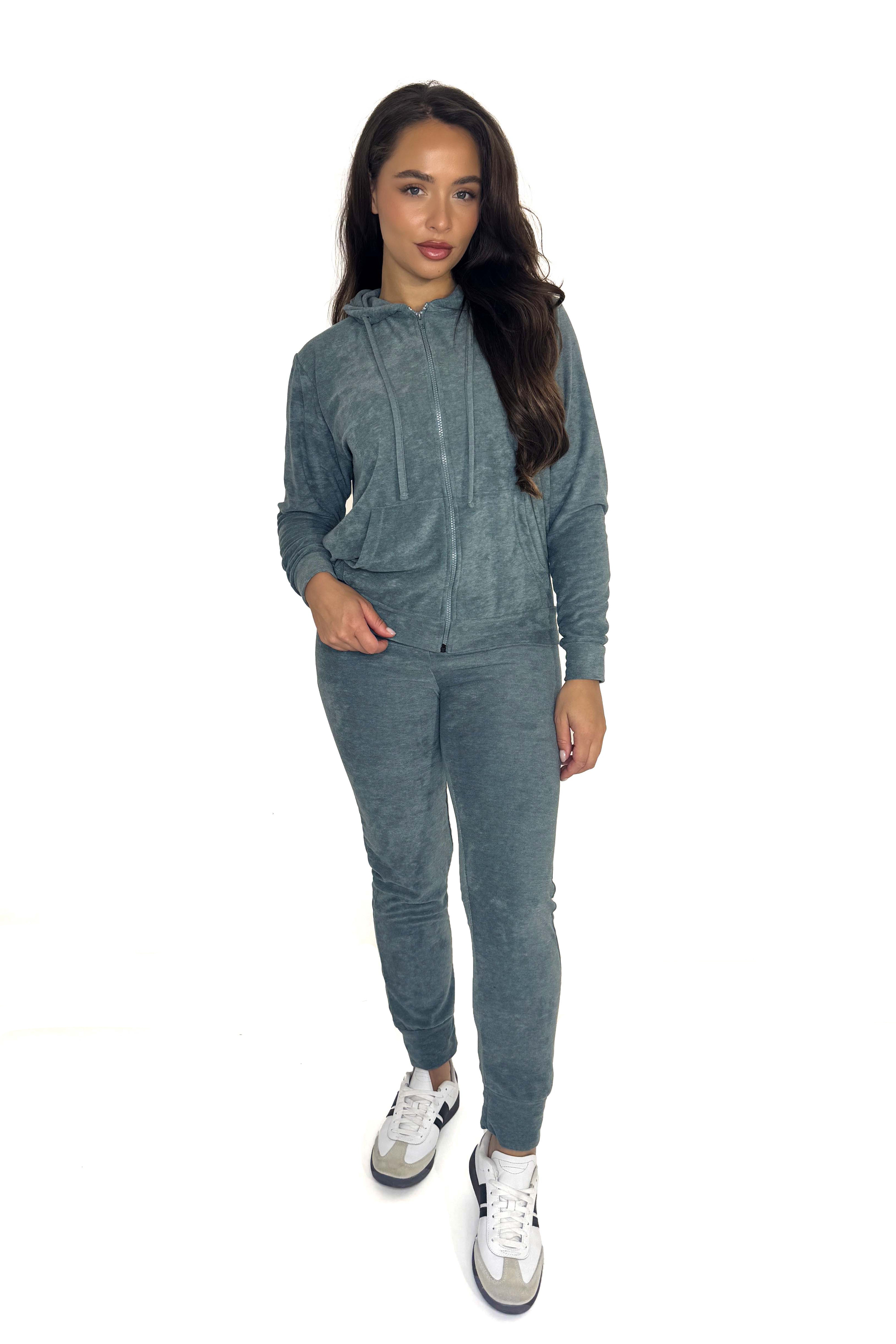 Hooded Zip Up Towelling Tracksuit