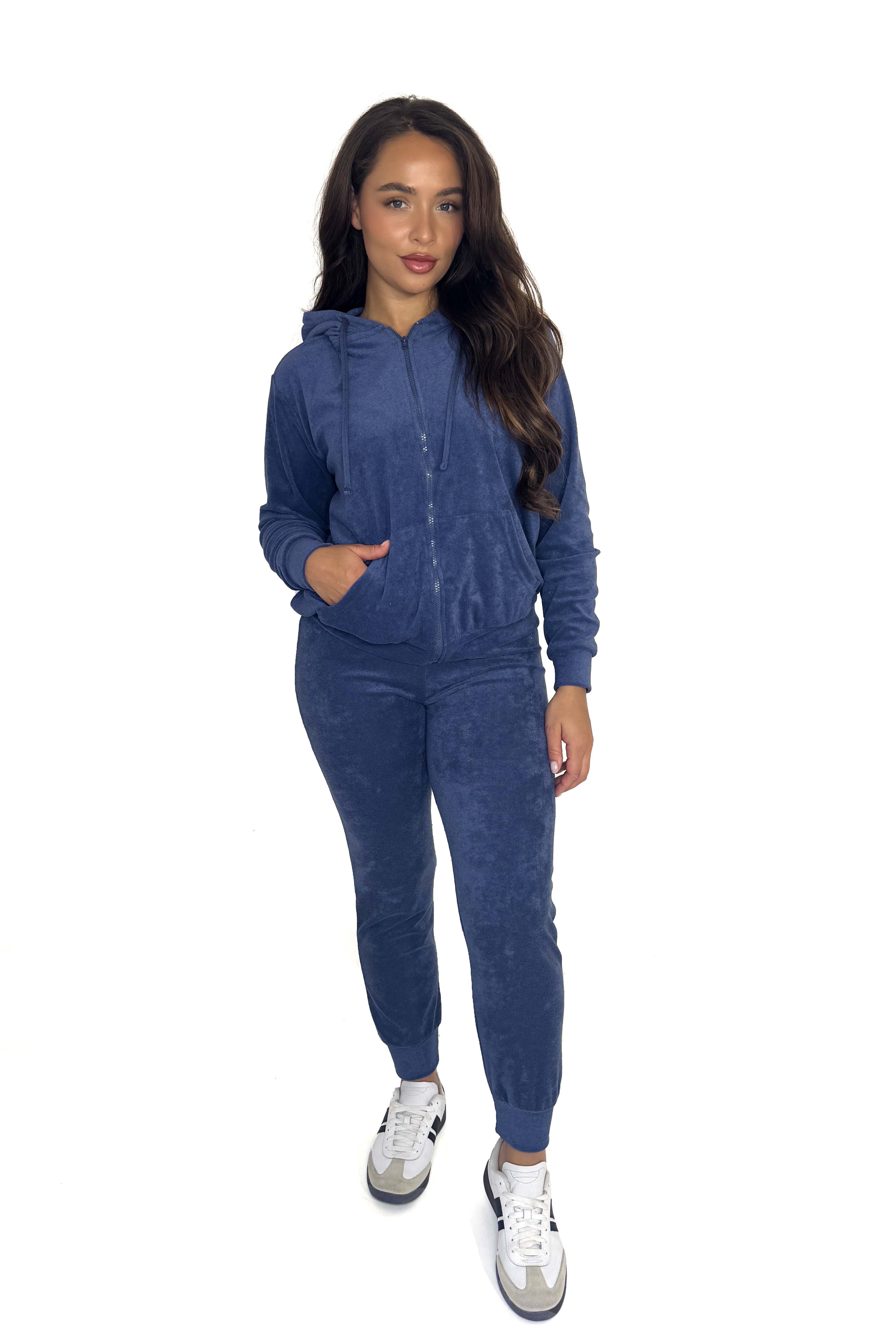 Hooded Zip Up Towelling Tracksuit