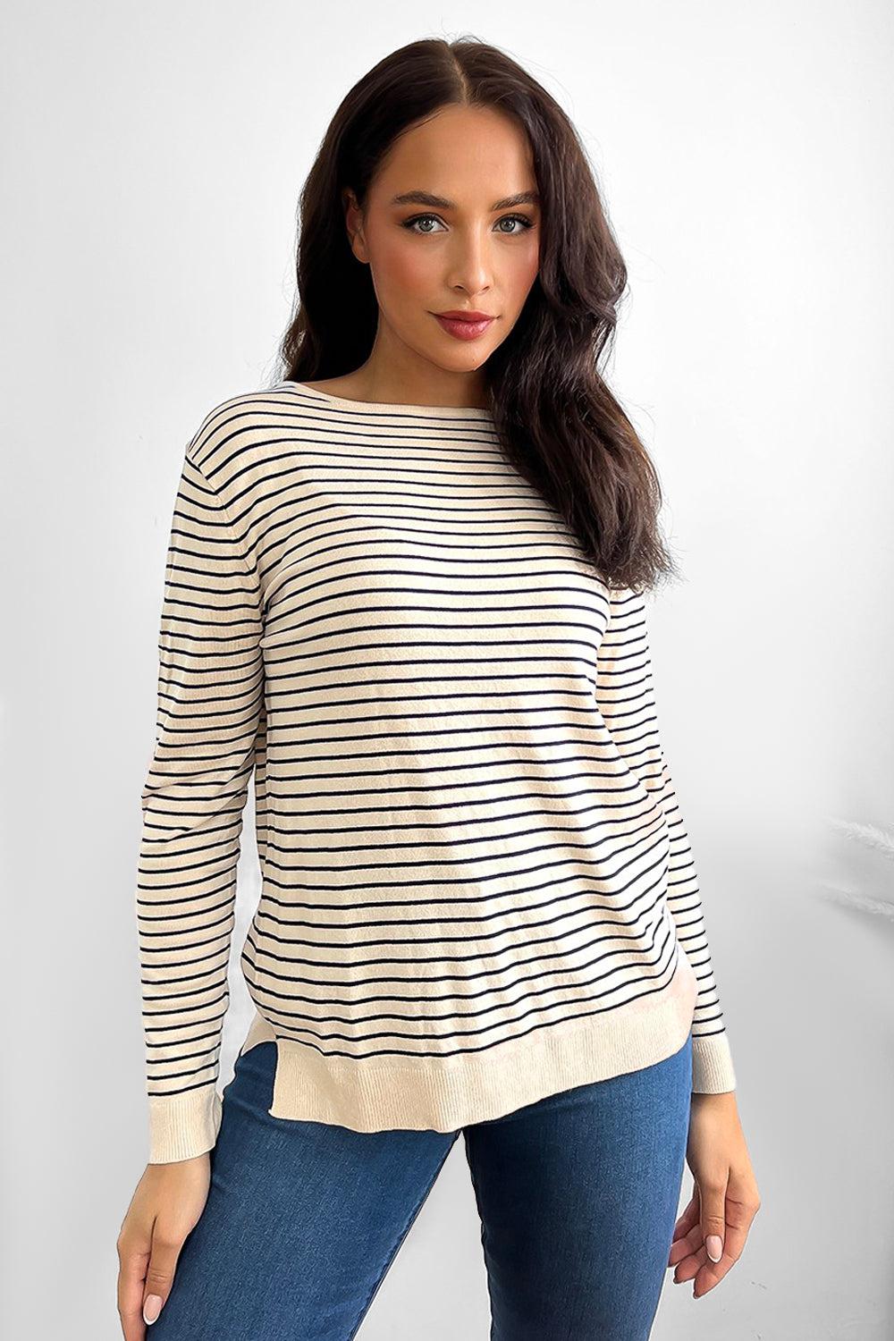 Horizontal Striped Long Sleeved Tee-SinglePrice