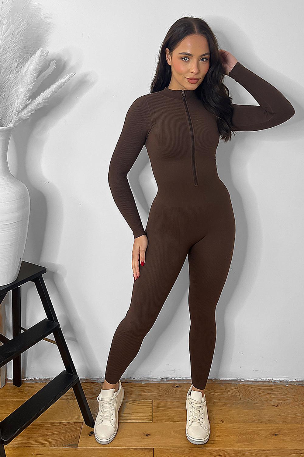 High Neck Zipped Front Sporty Onesie-SinglePrice