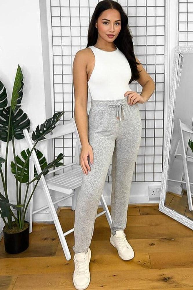 Grey Speckled Print Jogger Trousers-SinglePrice