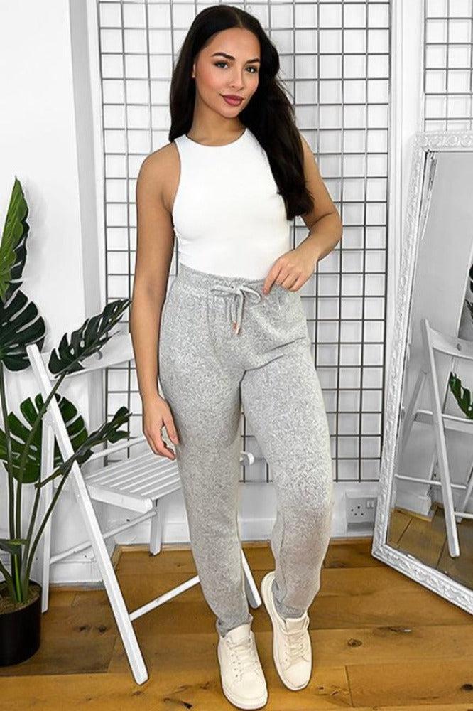 Grey Speckled Print Jogger Trousers-SinglePrice