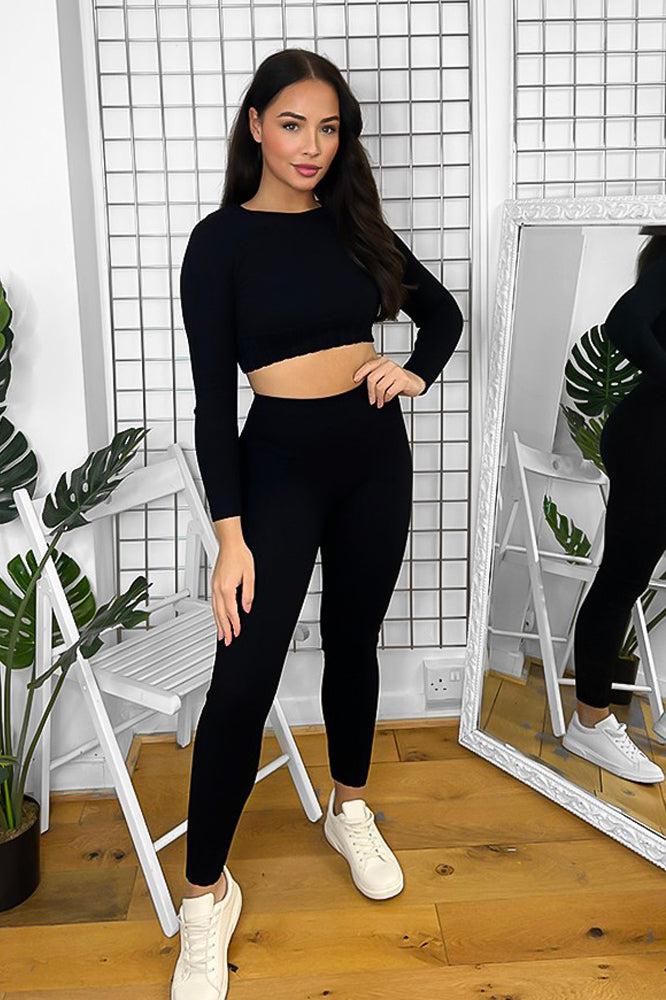 Elastic Push Up Effect Crop Top And Leggings Set-SinglePrice