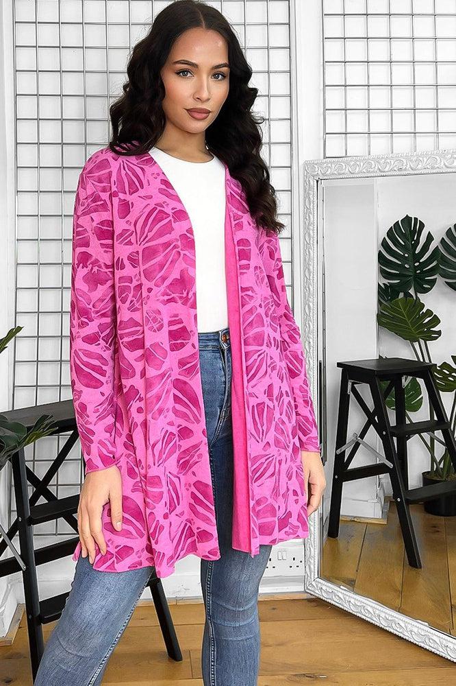 Abstract Pattern Wool Blend Open Front Cardigan-SinglePrice