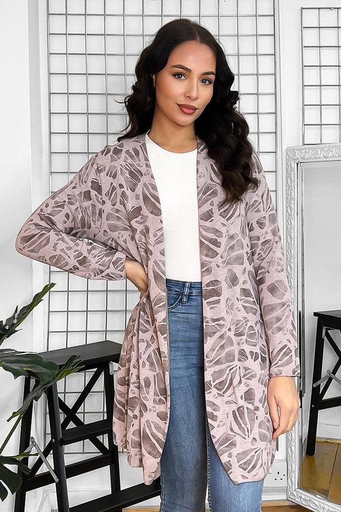 Abstract Pattern Wool Blend Open Front Cardigan-SinglePrice